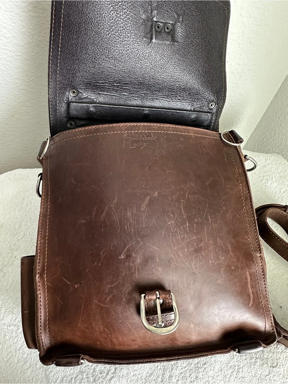 Saddleback Chestnut Leather Convertible Backpack Messenger Bag full grain